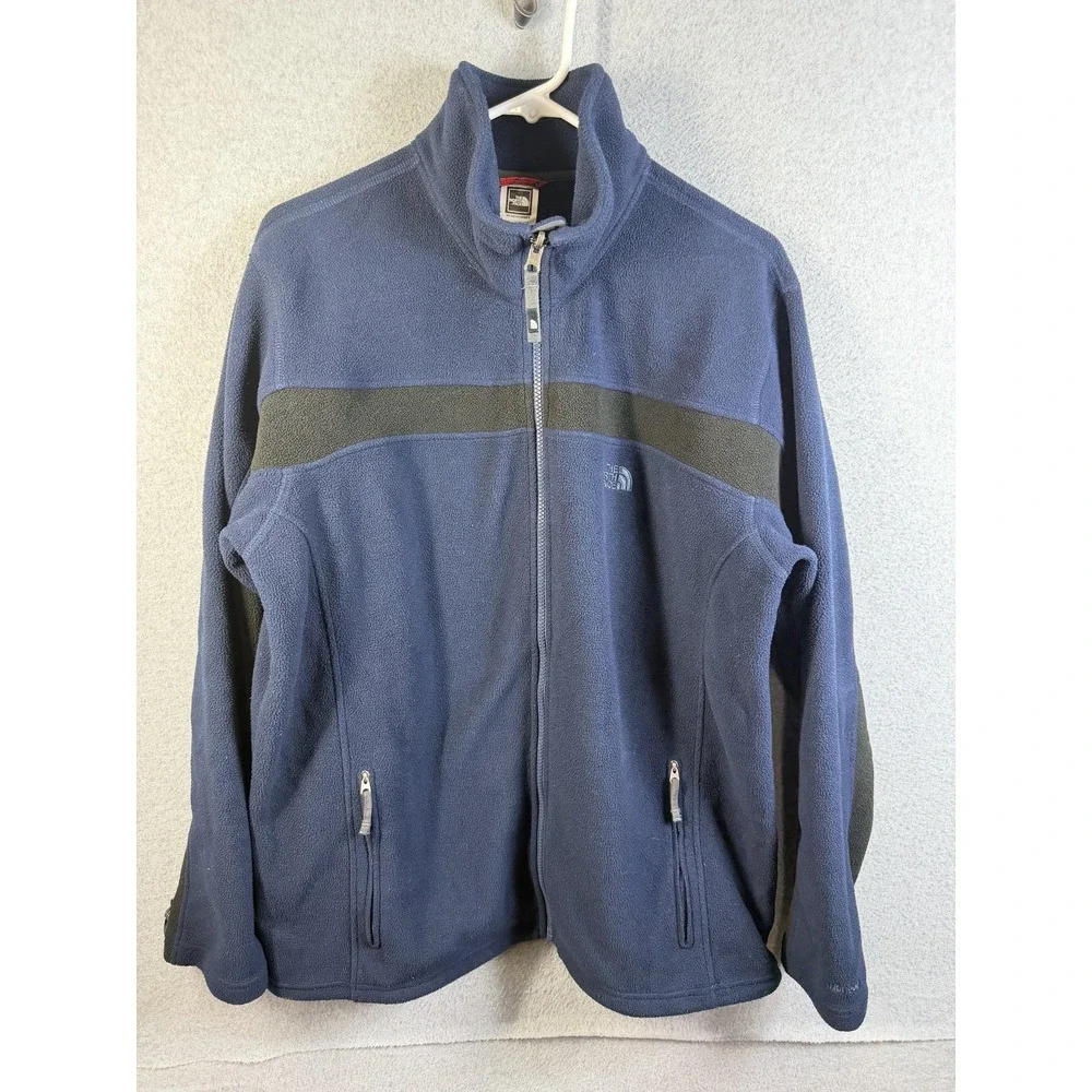The North Face Jacket Mens XL Blue Fleece Full Zip Stand Collar Outdoor Hiking